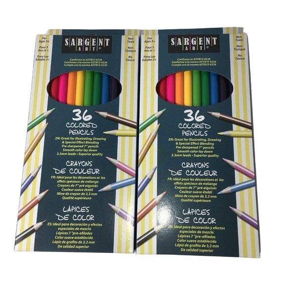 Sargent Art 36 Assorted Colored Pencils 7" Sharpened NonToxic Illustrate Drawing - Picture 1 of 12